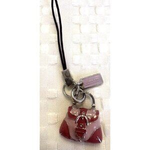 Coach Pink Metallic Purse Charm Keychain Strap with Mini Hang Tag 3” EUC